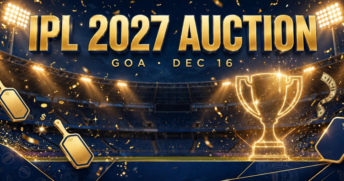 IPL 2027 auction banner — mini auction returns to India at ITC Grand Goa on December 16