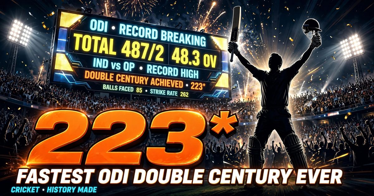 Shubman Gill celebrates his record 223 — fastest ODI double century ever